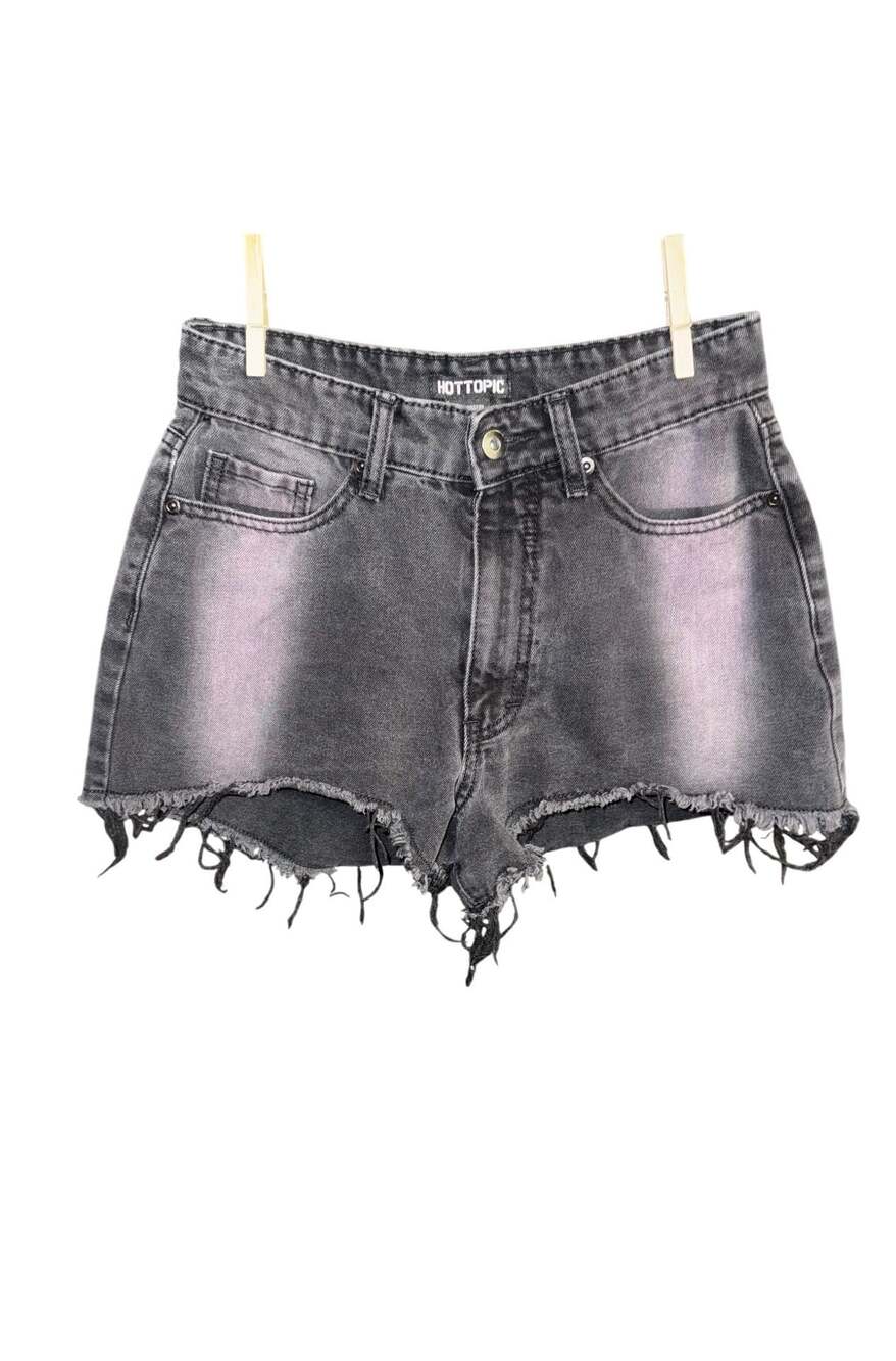 Hot Topic Black Acid Wash Distressed Denim Cut Off Shorts Size 3